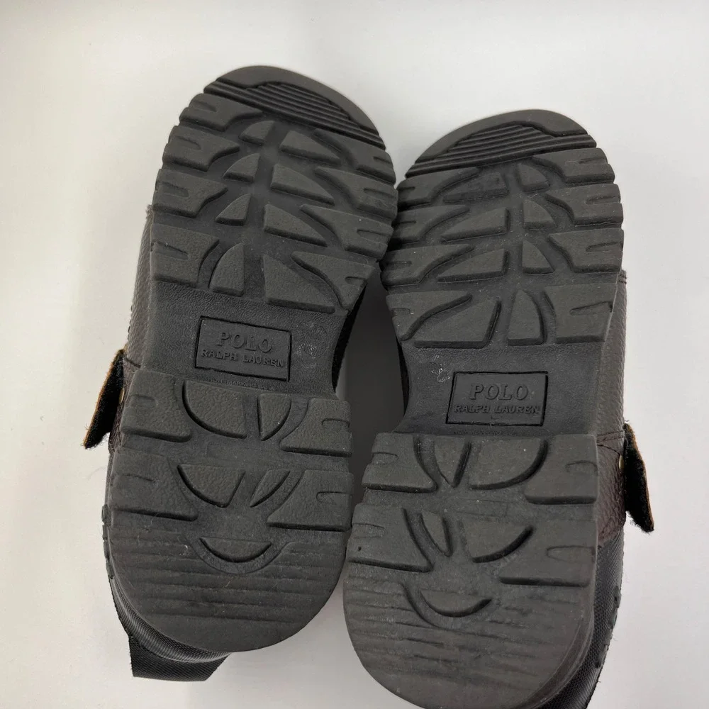 Polo Ralph Lauren Kids Duck Boots Brown Leather Rubber Size 2‎